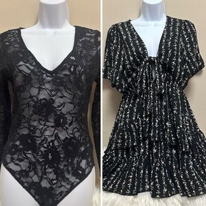 2 pieces forever 21- Short Flowy Dress + embroidered bodysuit